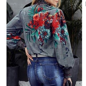 Tops - Boho Style Printed Blouse in Rosy Plaid Tops - Boho Style Printed Blouse in Rosy Plaid